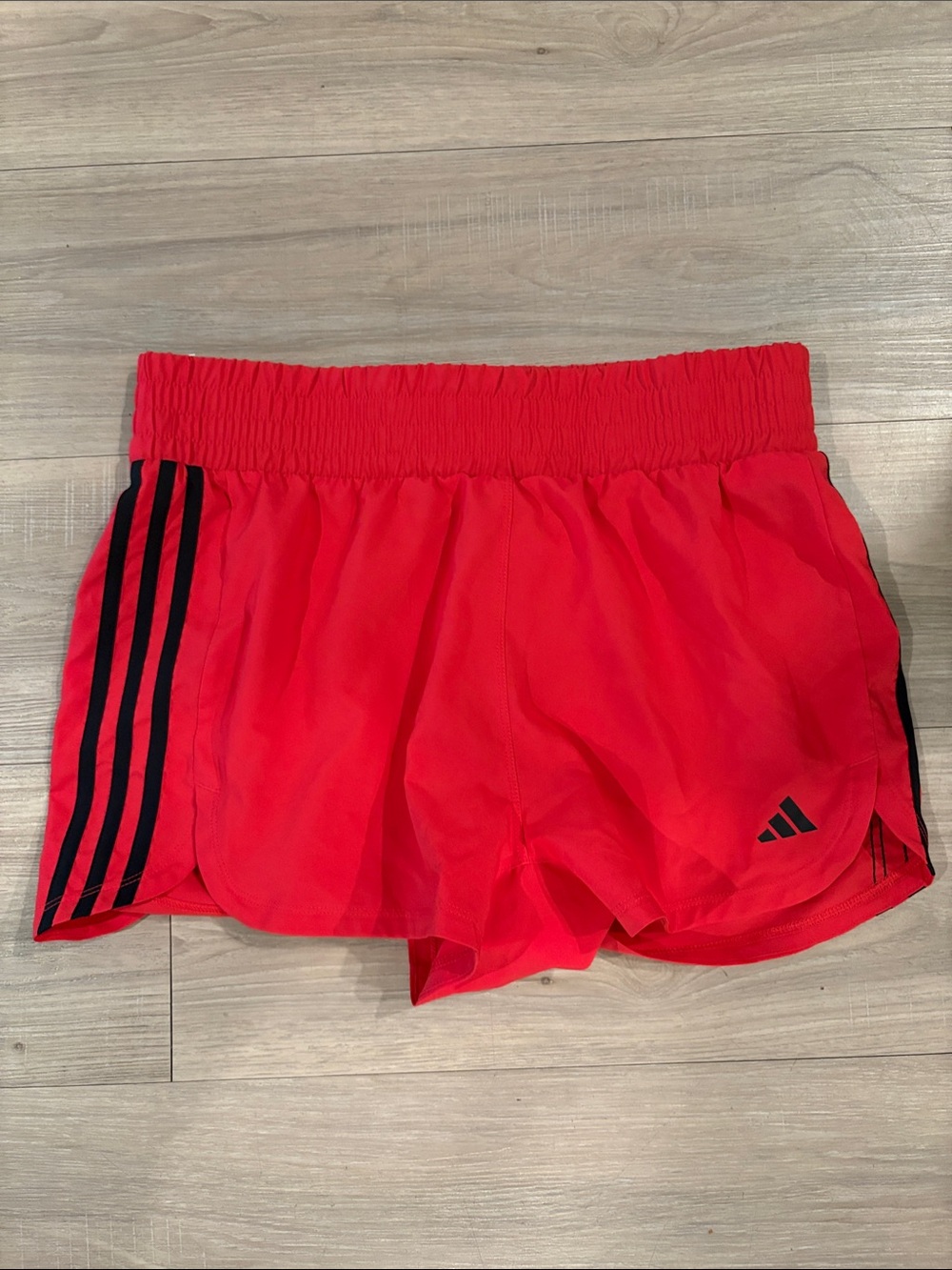 adidas Red Running Shorts with Black Stripes